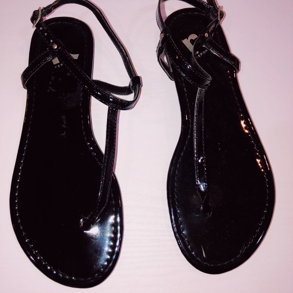 Black Shiny Sandals